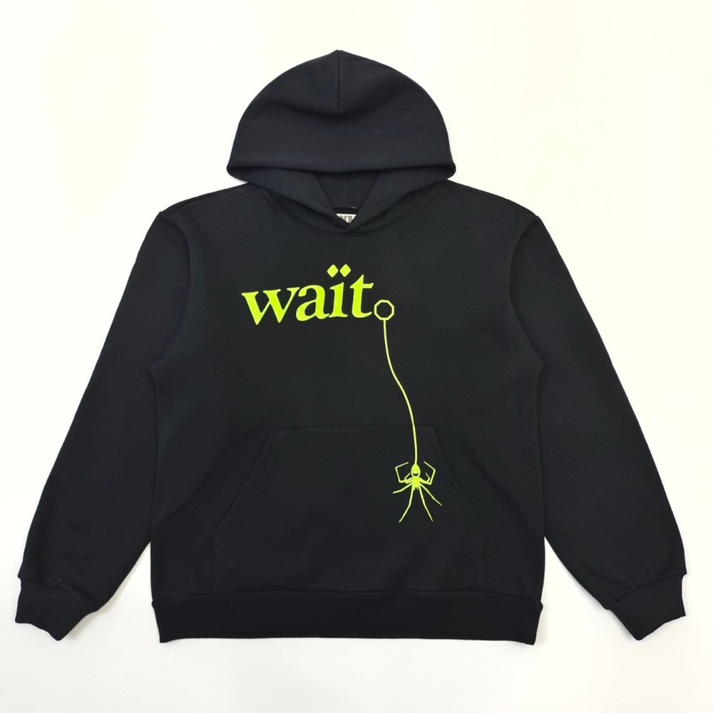 Black Sweater with Neon Graphic and Ribbed Cuffs